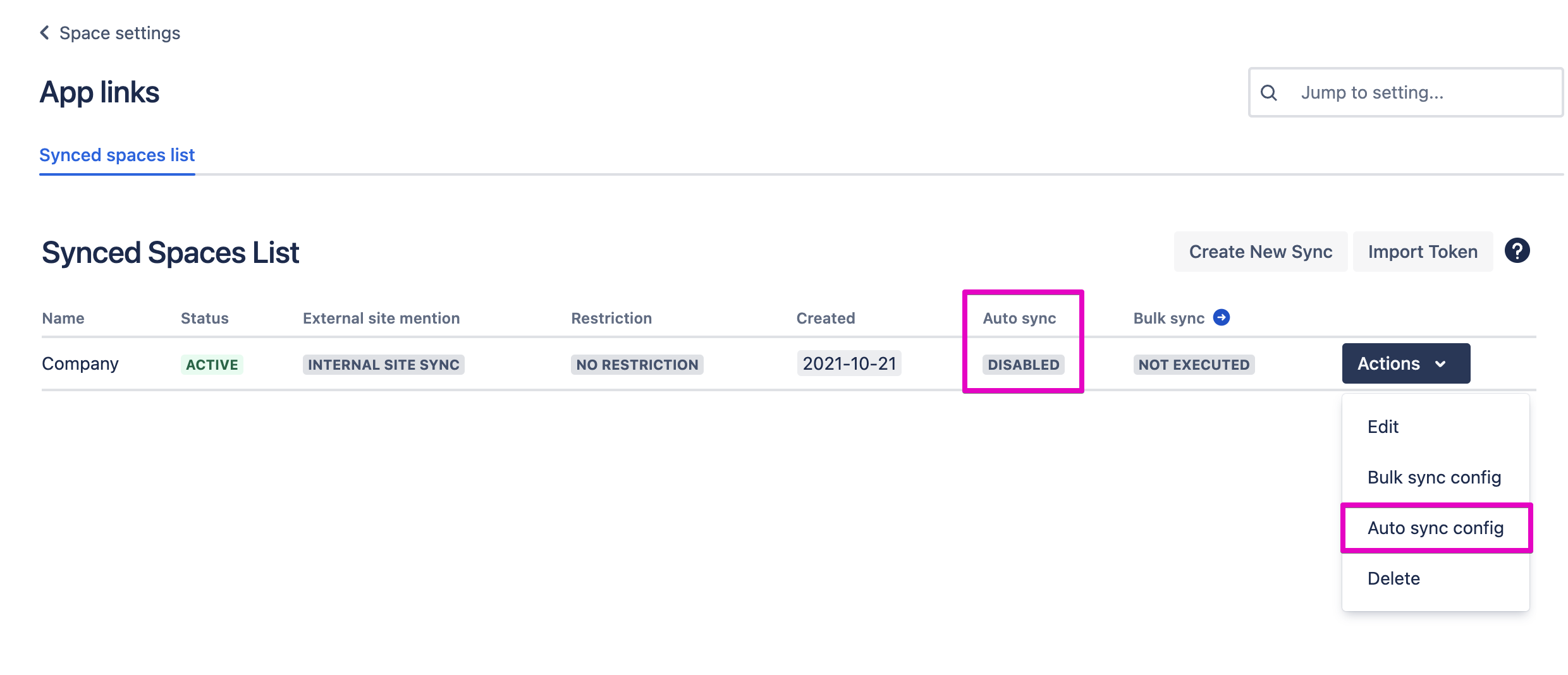 How to configure automatic space sync